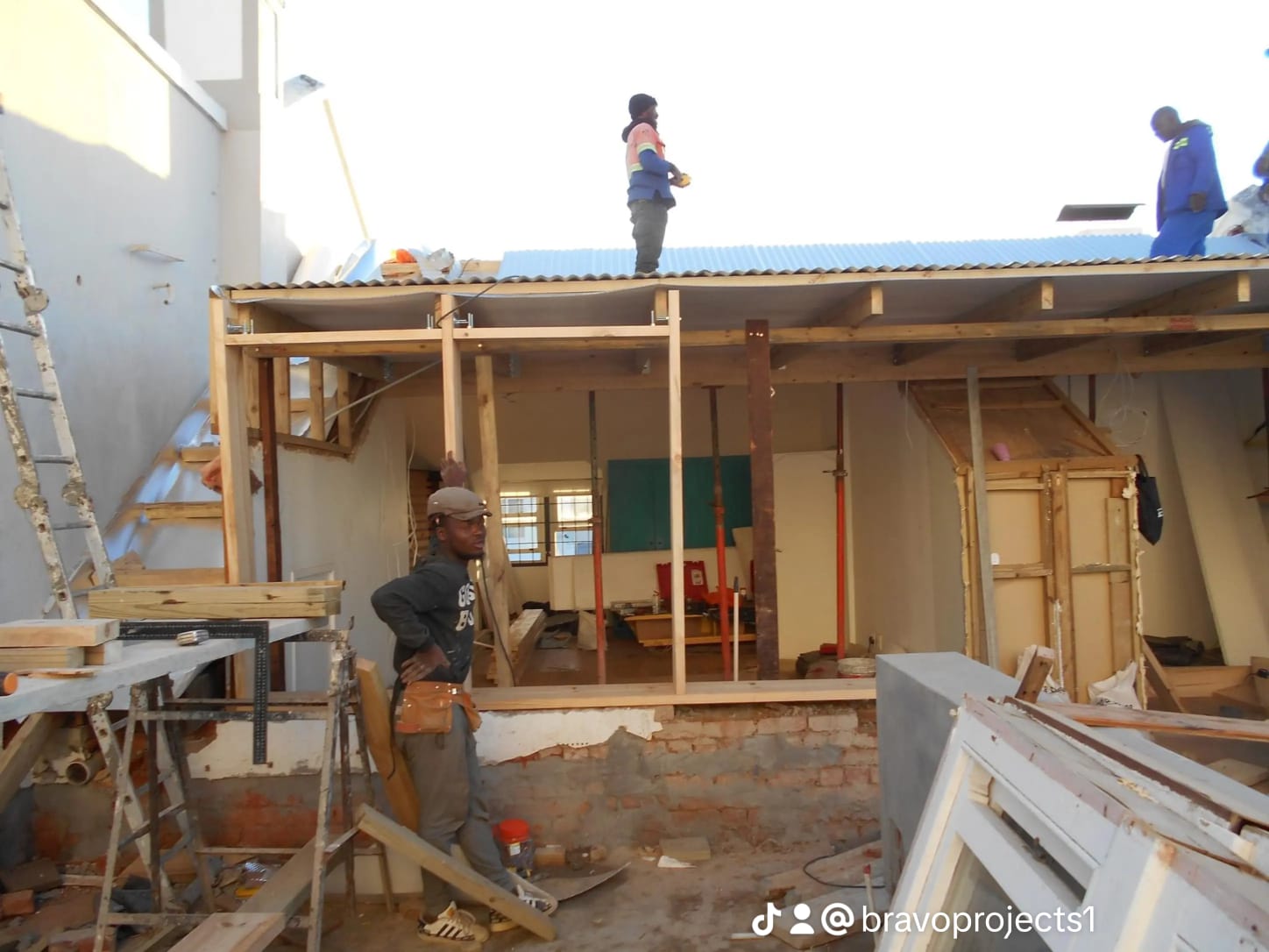 Active construction framing and roofing