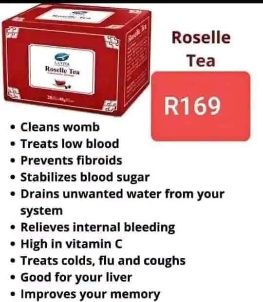 Roselle Tea product box with health benefits