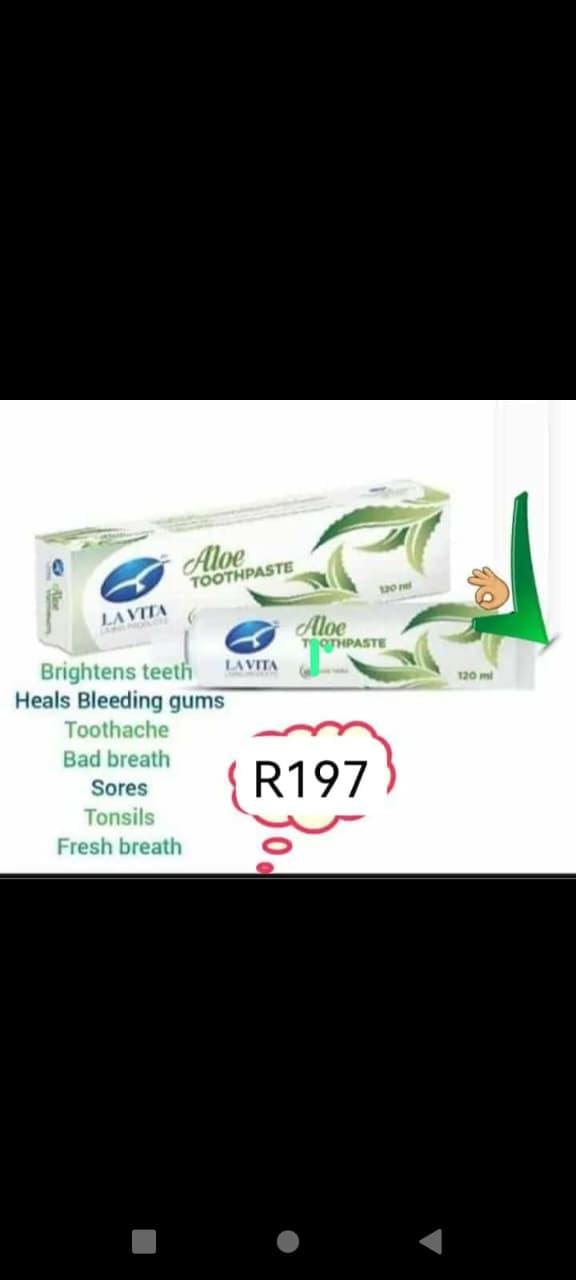 Lavita Aloe Toothpaste tube close-up with benefits