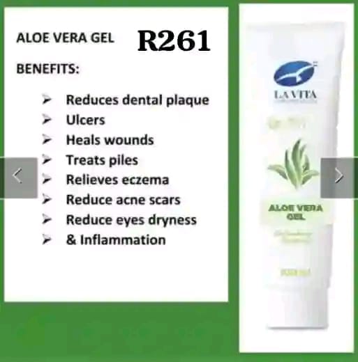 Lavita Aloe Vera Gel with health benefits listed