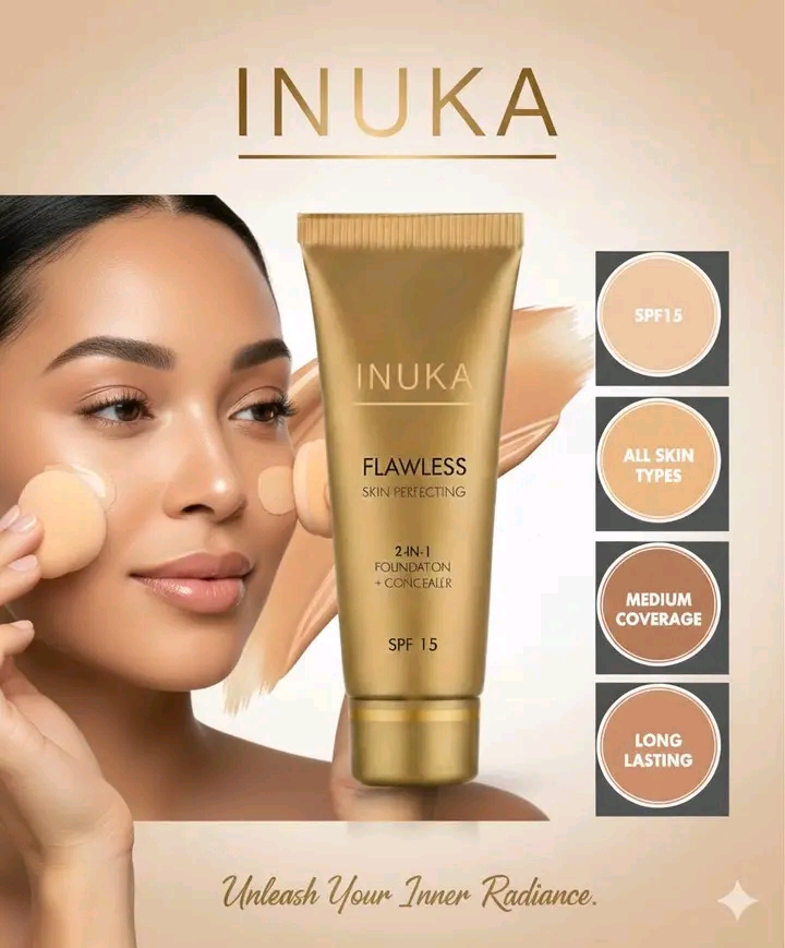 INUKA Flawless Skin Foundation advertisement with model