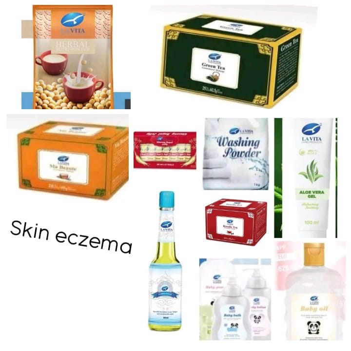 Lavita natural wellness product range including herbal teas, aloe vera gel, and beauty care items