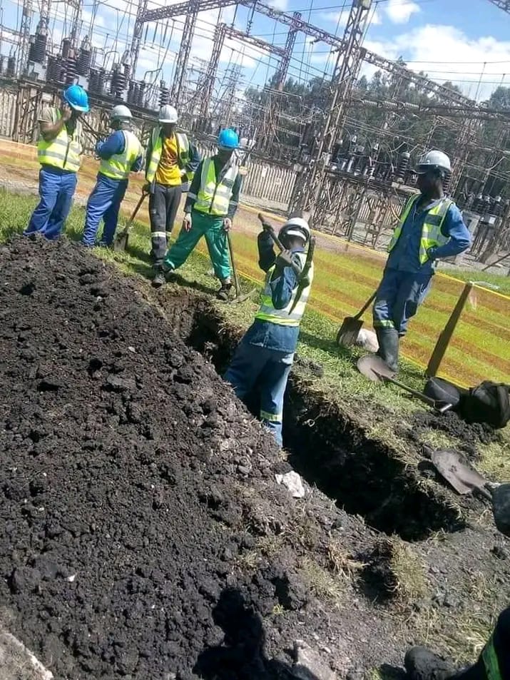 Nofisa Electrical team excavating a trench at an electrical substation site