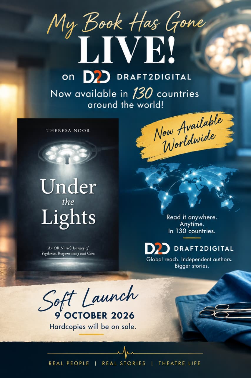 Promotional poster announcing the global digital launch of Under the Lights by Theresa Noor on Draft2Digital, available in 130 countries, with soft launch on 9 October 2026.
