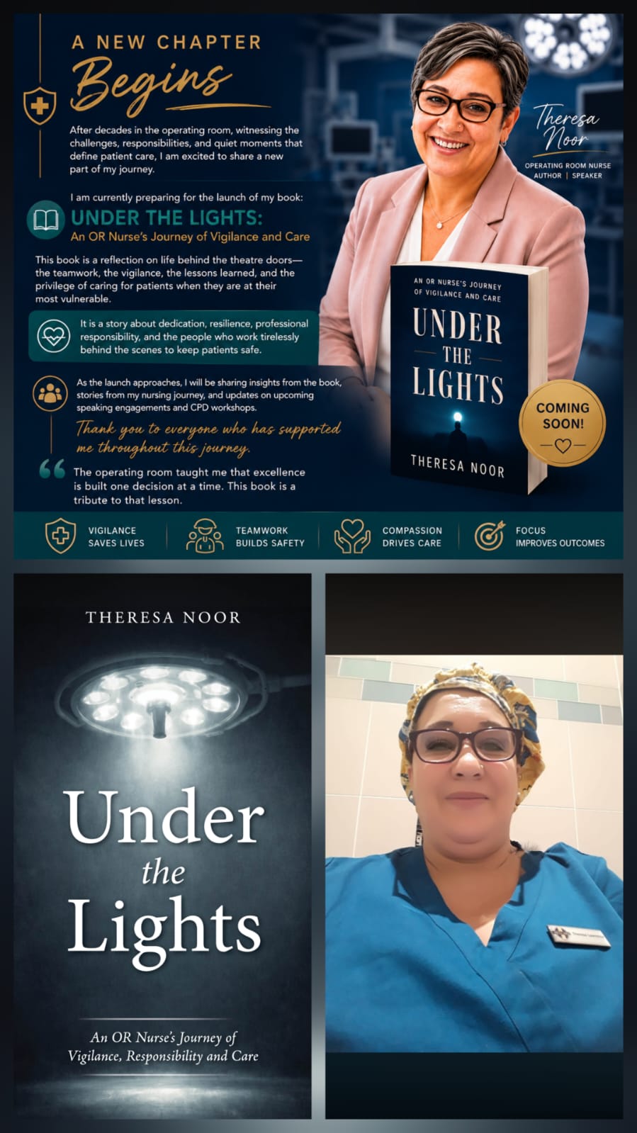 Book launch campaign announcement for Under the Lights by Theresa Noor