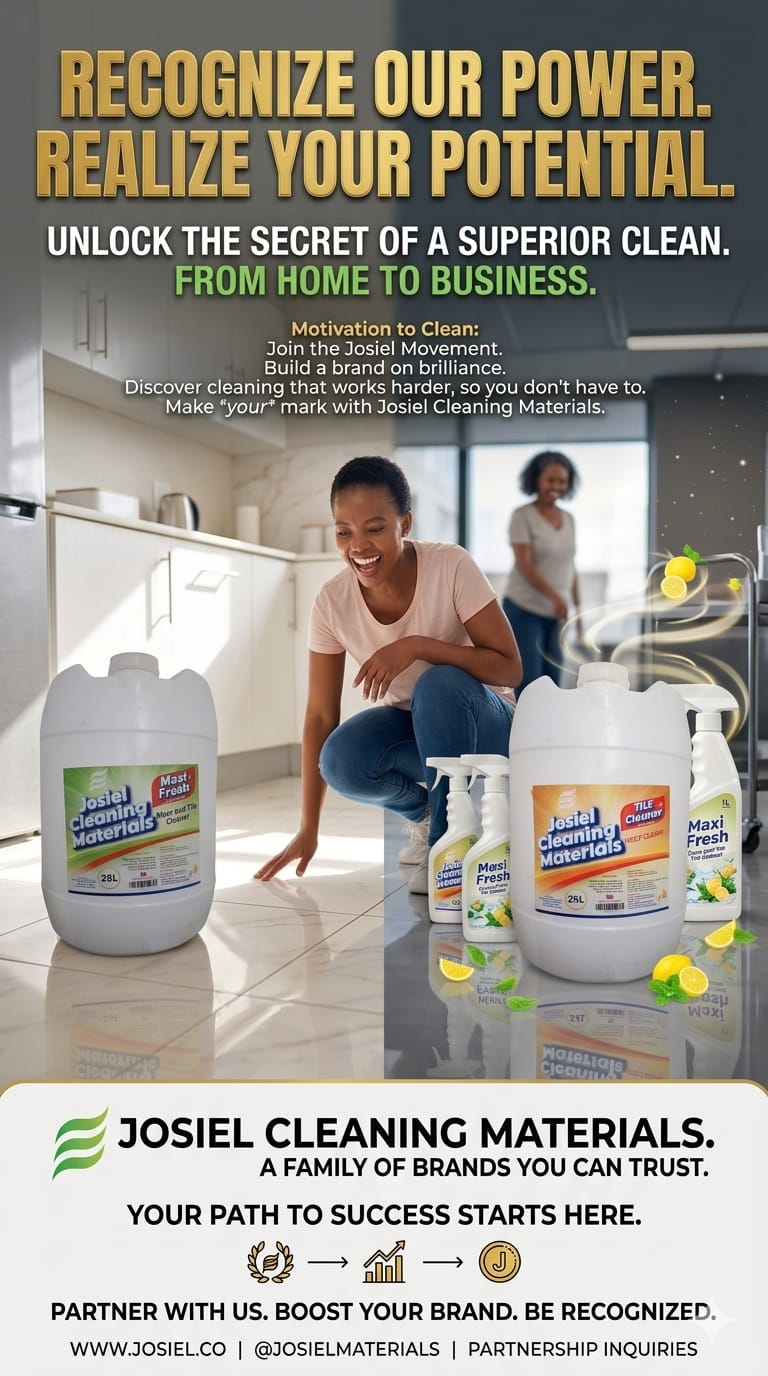 Promotional flyer with woman in modern kitchen