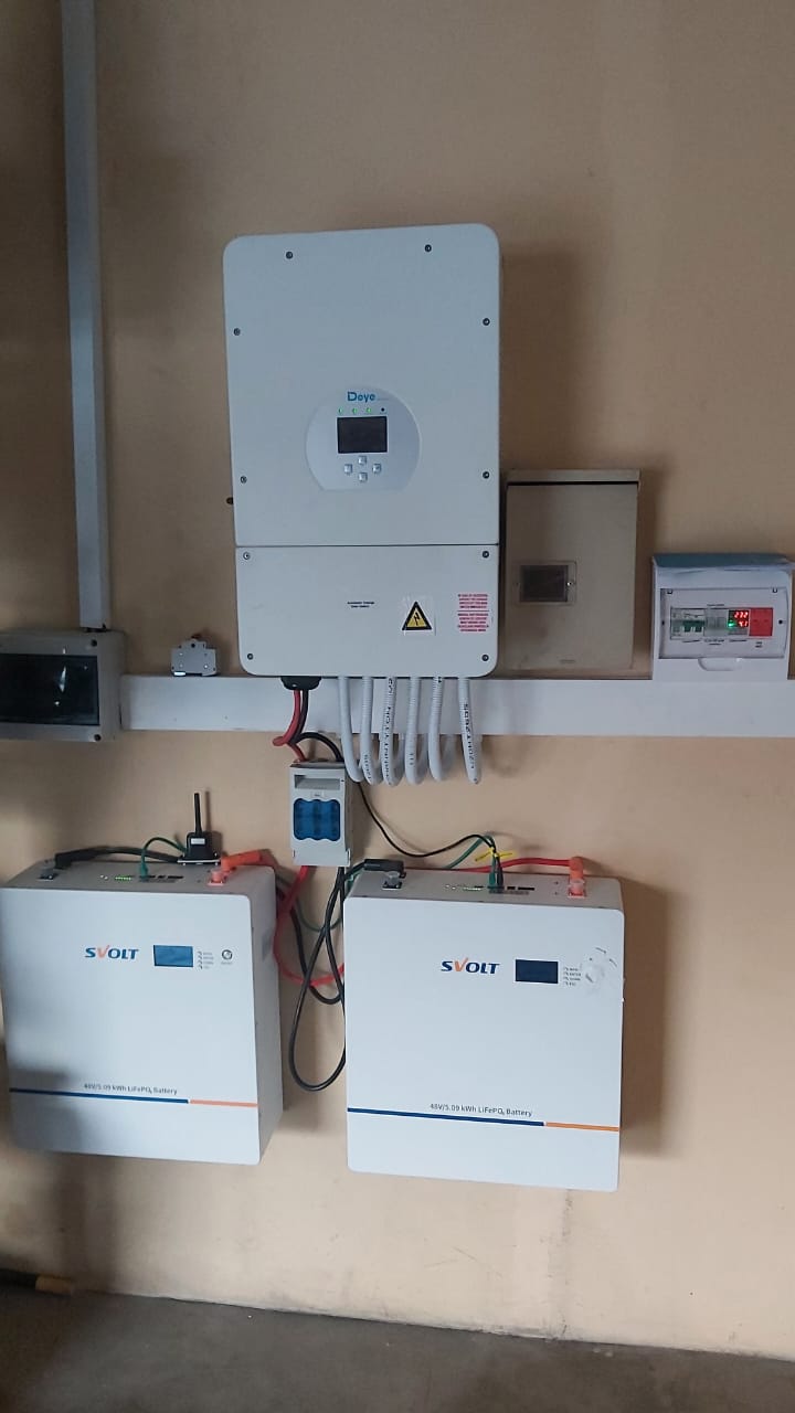 Wall-mounted solar inverter system with two battery units