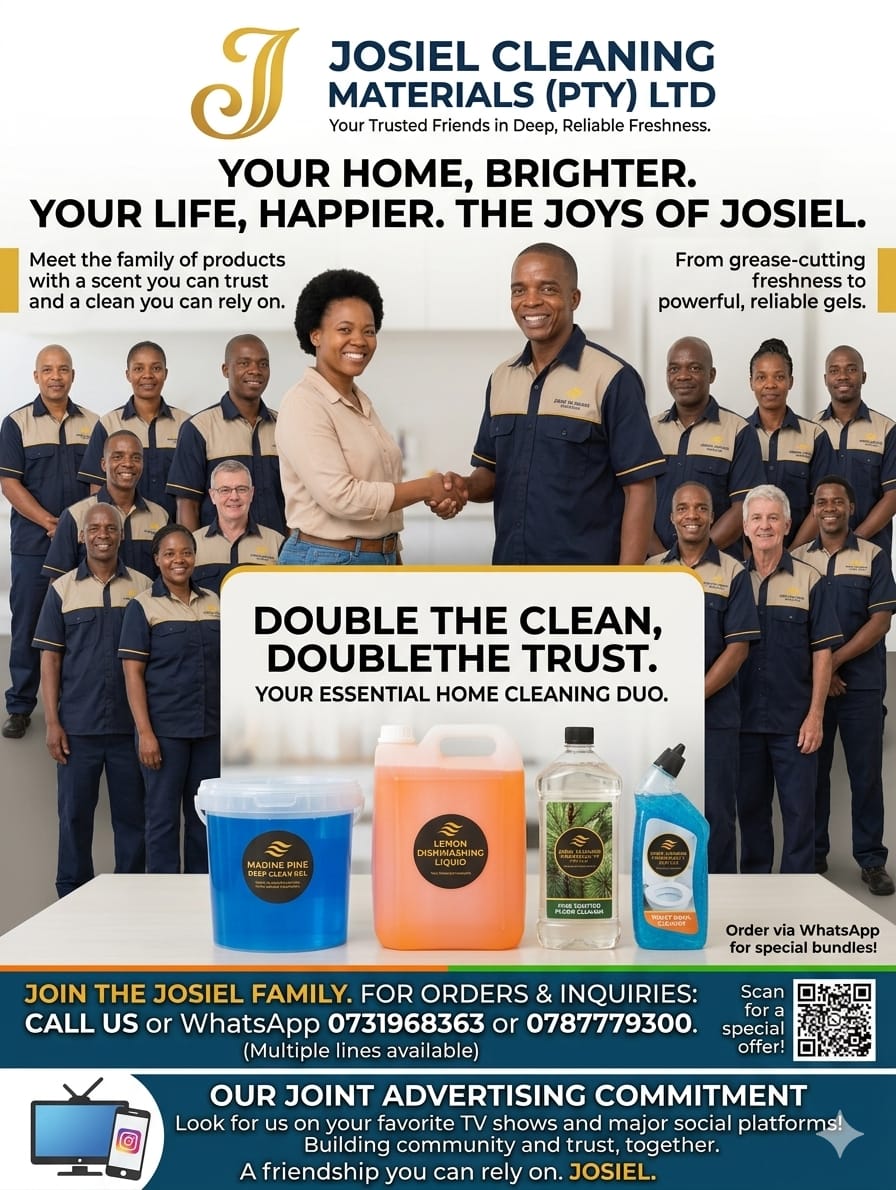 Double the Clean flyer showing team and product line